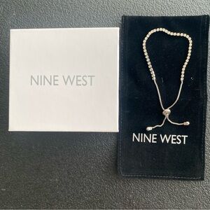 Nine West infinity cubic zirconia Silver Adjustable Bracelet Brand New/Box
